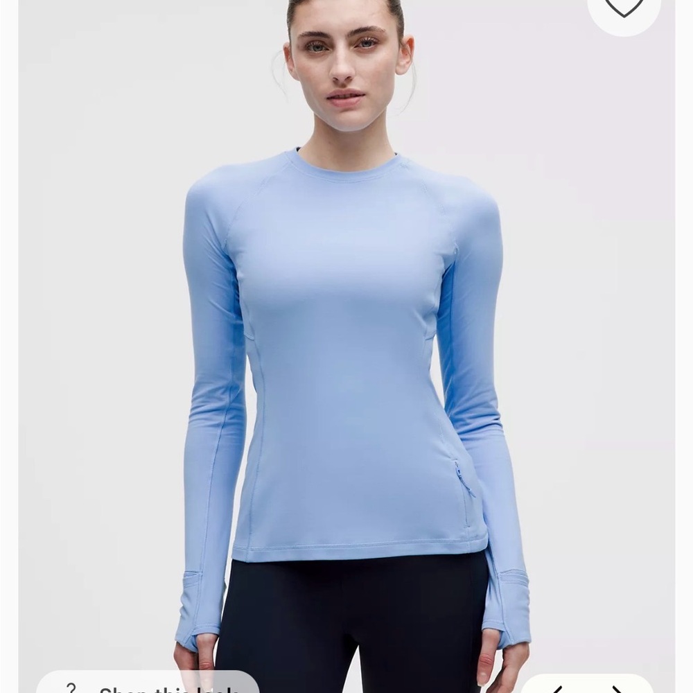 Lululemon Icy Blue Ribbed Rulu Long Sleeve Running or Training Top